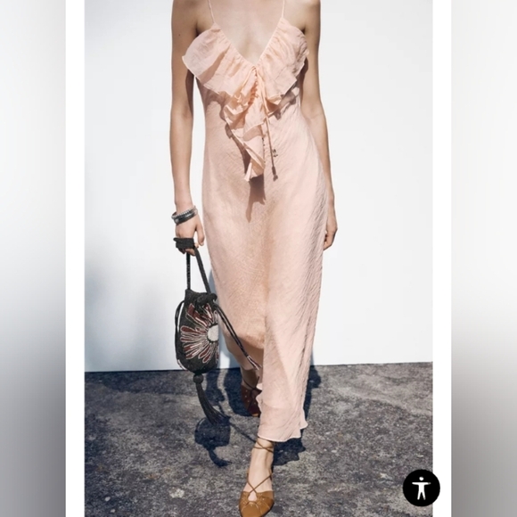 Zara Ruffled Midi Slip Dress - Picture 2 of 8